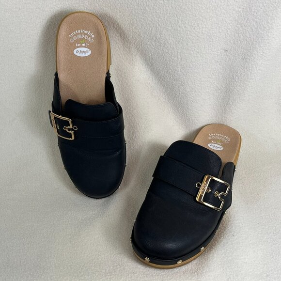 Dr Schools women clog Navy blue sustainable comfort for all sandal Size 8 - Picture 3 of 7